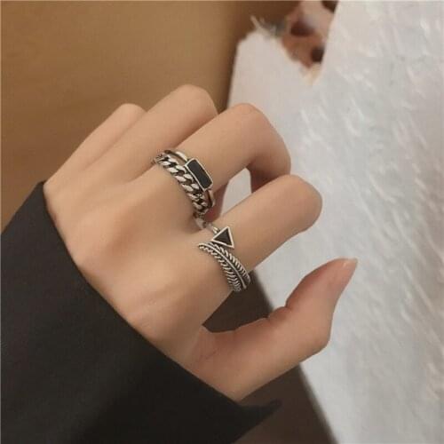 Adjustable open ring for women fashion personality trend Retro niche design hip hop cool hand accessory