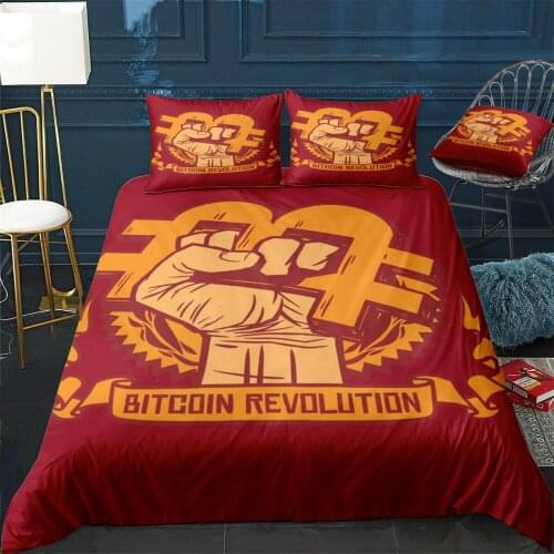 Bitcoin Quilt Cover Pillowcase 3Piece Comforter Bedding Set With Pillow Case Single Double Duvet Cover Home Decora