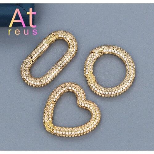 White Cubic Zrconia Heart Round Clasps Hooks copper jewelry making supplies DIY Men Women Bracelet Necklace Handmade Accessories