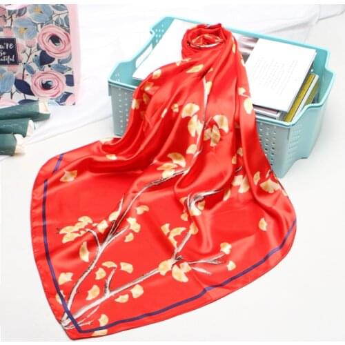 Fashion Floral Print Kerchief Hijab Scarf For Womnen Bandana For Head Silk Satin Hair Scarfs Female Square Shawls Neck Scarves