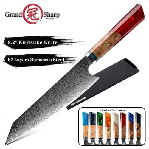 Grandsharp 8.2 Inch Chefs Knife 67 Layers Japanese Damascus Kitchen Knife Kitchen Stainless Steel Tool Knives Wood Handle New