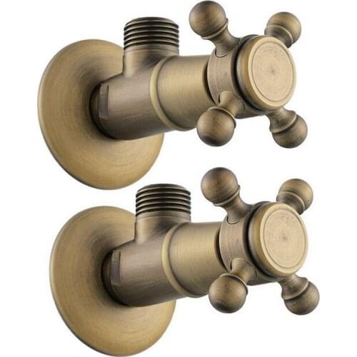 A of Pair Retro Antique Brass Bathroom Hardware Accessories 1/2" male Angle Stop Valve Dav007