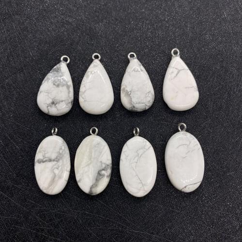 Natural Stone Pendant Drop-shaped Egg-shaped White Turquoise Spot Wholesale DIY Handmade Necklace Earrings Jewelry Accessories