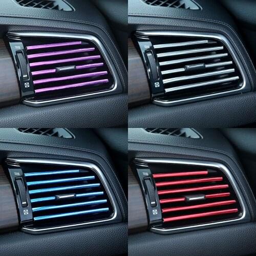 10Pcs Car Styling Mouldings Interior Air Vent Grille Switch Rim Trim Outlet Scratch Guard Protector Interior Car Decor Strip