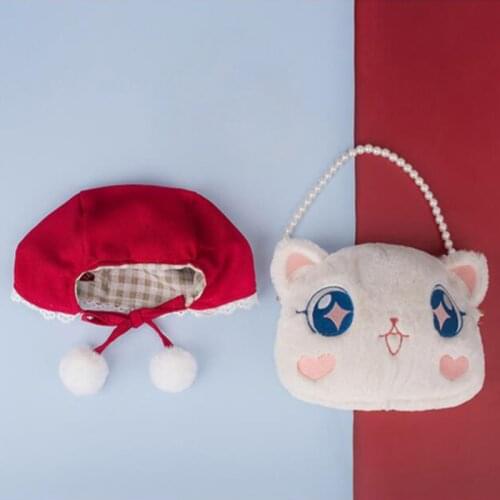 Kawaii Girl Cat Bag Lolita Fluffy Fur Ball Soft Plush Toy Shoulder Pearl Chain Bag Gift Doll Bag Crossbody Handbag Totes
