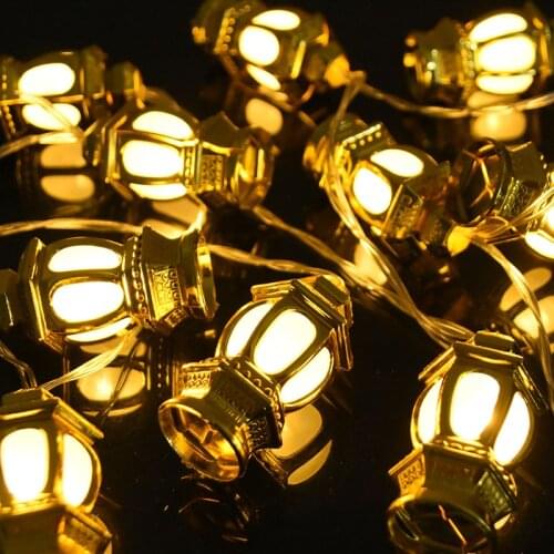 Ramadan Light Lantern Led Garland Decor Eid Mubarak Moon Star Ornament with Lamp Fairy Light Decorations for Islamic Muslim Home