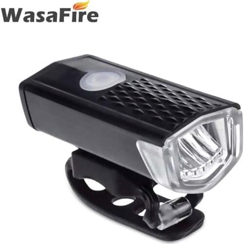 Wasafire 300LM Bicycle Front Light Waterproof Shockproof Cycling Headlight USB Rechargeable LED Lamp Flashlight Bike Accessories