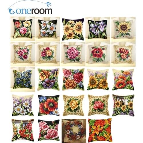 Flowers 04 Acrylic Yarn Embroidery Pillow Tapestry Cushion Front Cross Stitch Pillowcase DIY needlework