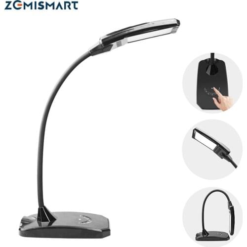 WiFi Timer Desk Lamp Dimmerable Alexa Google Home tuya Smart life Manual Touch Control Black LED Table Light with USB Port