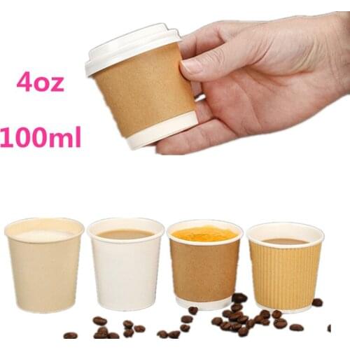 100pcs 4oz 100ml small taste drink paper cup business home birthday favor water milk tea coffee beer tasting cup with lid