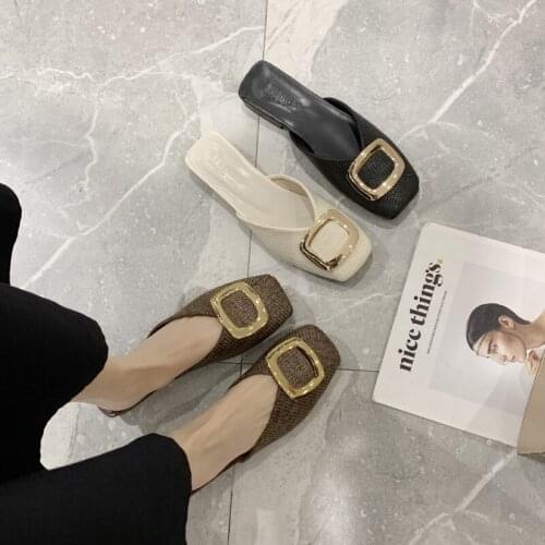 2020 Female Shoes Shallow Ladies Spring Footwears New Pure color Square head Casual Shoes Women Flats Slip on Personality U30-12