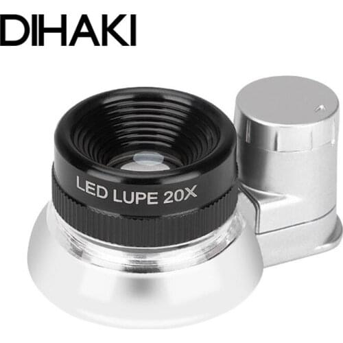 20X Mini Jewelry Loupe Portable Magnifier Loupe Illuminated Magnifier Magnifying Glass Jewelry Coins Stamps Antiques with 6 LED