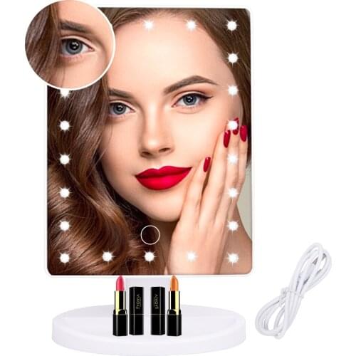 22 LED Light Touch Screen Makeup Mirror with 10x Magnifying Mirror Illuminated Table Vanity Mirrors for Cosmetics Adjustable 180
