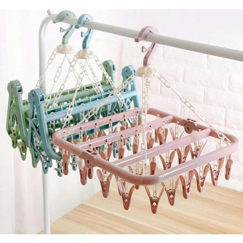3 Color Percheros Para Ropa Plastic Foldable Clip Space Вешалки Гардероб For Clothes Для Rack Drying Indoor Hangers Saving Q9U8