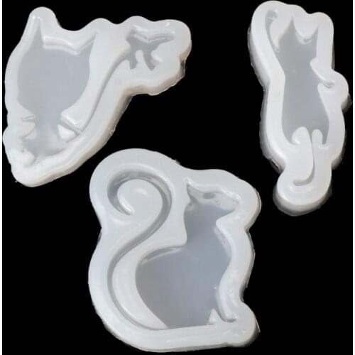 3Pc Cat Silicone Mold DIY Animal Pendant Necklace Jewelry Mould Resin Craft Tool