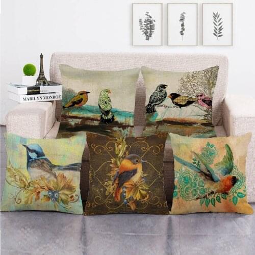 45cm*45cm colorful wild bird linen/cotton throw pillow covers couch cushion cover home decor pillow