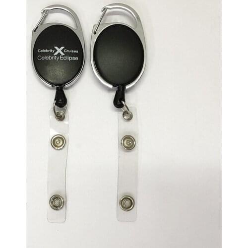 500pcs/lot Logo Custom Retractable Pull Badge Reel ID Lanyard Name Tag Card Badge Holder Reels Recoil Belt Key Ring Chain Clips