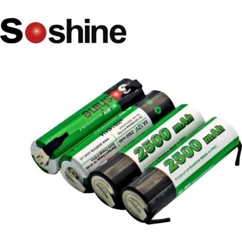 4 pcs Soshine AA NiMH 2500mAh 1.2V rechargeable battery with tab Spot welding battery
