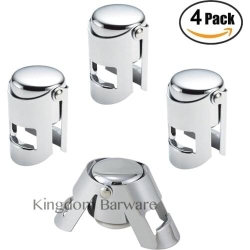 Free Shipping Champagne Bottle Stopper, 4 Pack Stainless Steel Vacuum Sealed Wine Bottle Stopper