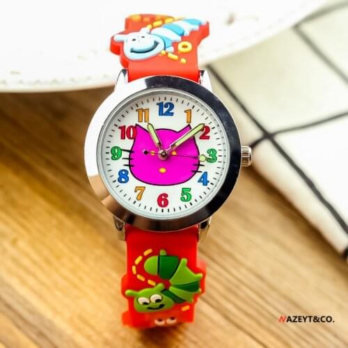 New 3D Cartoon fashion silicone cat dial kids Watch Children Girls Boys Students Quartz luminous hands relogio kol saati clock
