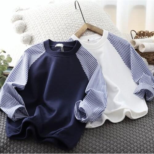 Childrens Clothes Boys Sweater Cotton Long Sleeve T-shirt Childrens Wear Stripe Kids Cotton Tops P2 143