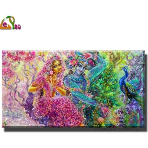 DIY Diamond Painting Radha Krishna Full Drill Square Diamond Embroidery Rhinestones Mosaic Cross Stitch Handicraft Krishna