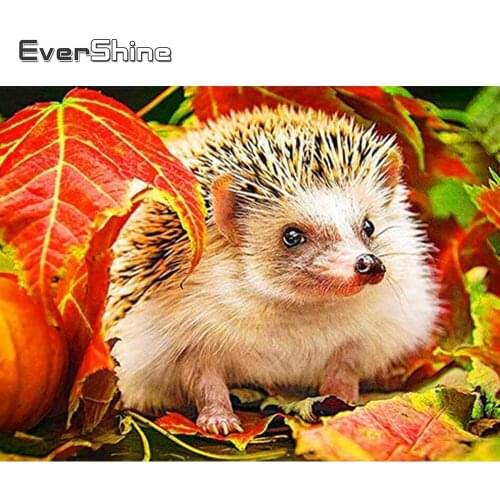 EverShine Diamond Painting Hedgehog Cross Stitch Kits DIY Diamond Embroidery Animals Mosaic Art Needlework Child Room Decor