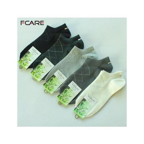 Fcare 10PCS=5 pairs Moisture deodorant socks dotted line Ling grid bamboo fiber men socks invisible boat socks