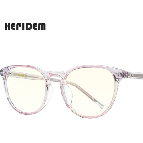 HEPIDEM Anti Blue Light Blocking Eyeglasses Men Retro Vintage Round Acetate Anti-Blue Rays Glasses 2020 Women Eyewear 9139AB