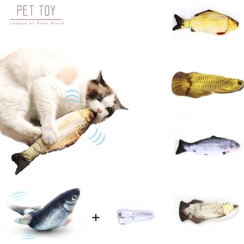 1PC Cat Wagging Catnip Toy 28CM Dancing Moving Floppy Fish Cats Toy USB Charging Simulation Cat Toy Electronic Pet Cat Toy