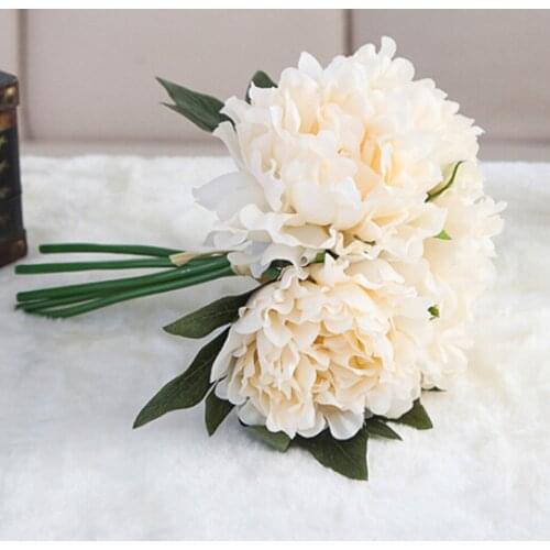 Artificial Silk Fake Flowers Peony Floral Wedding Bouquet Bridal Hydrangea Decor For Party Art Hall Office Shop Home Garden