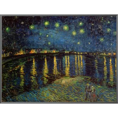 Linen canvas Oil Painting reproduction,Starry Night Over the Rhone by vincent van gogh,Free DHL Shipping,100% handmade