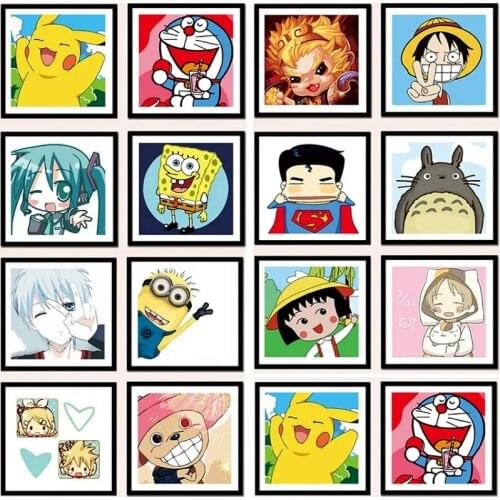 DIY Painting by Numbers kids Cartoon Picture Drawing Acrylic Paint On Canvas Oil Home Decor for Children Arts Frame Animals