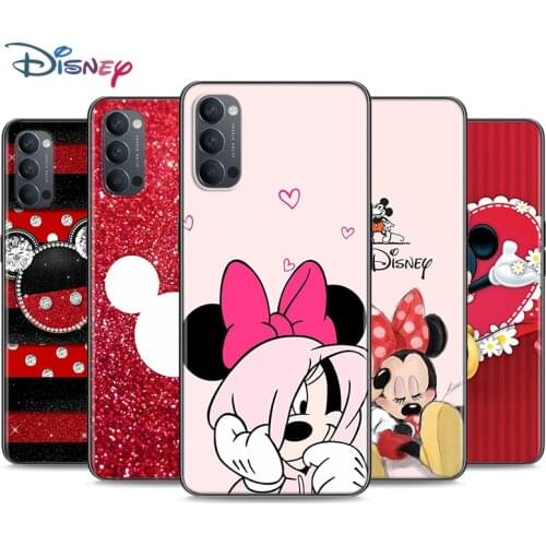 Red Mickey Minnie Soft Black Silicone Cover For OPPO Reno 5 Pro+ 3 4 Lite F SE Z Pro 4G 5G Phone Case Shell