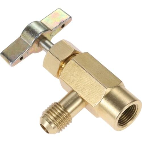 1Pc Brass R12 R22 R134a Can Taper Dispenser For Self-Sealing AC Refrigerant Bottle Opener Valve Thread 7/16"-28unf
