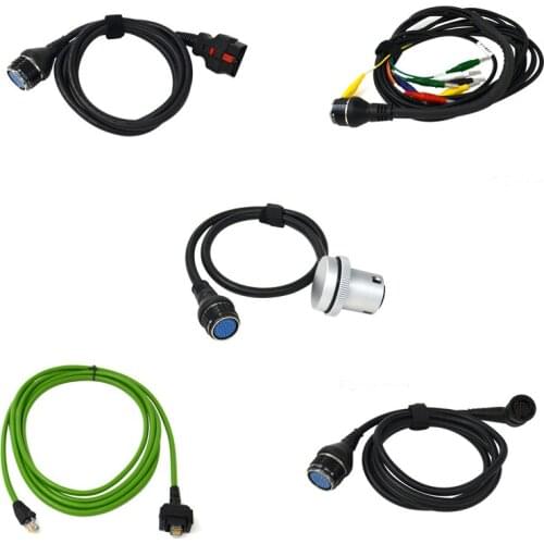 MB SD Connect C5 MB Star C5 Full set 5pcs Cable work for cars and trucks MB Star C4 diagnositc cable high quality Free shipping