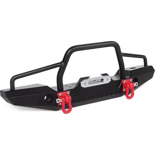 Metal RC Car Front Bumper with Led Light for 1/10 RC Crawler Axial SCX10 90046 90047 Traxxas TRX-4 Upgrade Parts