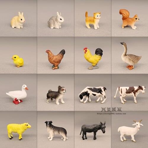 Farm Animal Poultry Mini Dog Cow Sheep Model Fairy Garden Miniature Chickens Duck Goose Rabbit Decor Action Figure Figurine Toys