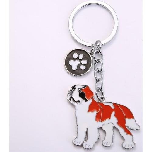 Fashion Dog Jewelry Saint Bernard Chain Key Ring Gift For Women Girl Bag Charm Keychain Animal Pendant Jewelry
