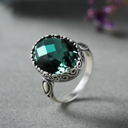 BOCAI real S925 pure silver square inlaid crystal men and women ring open baroque style fashionable new couple ring