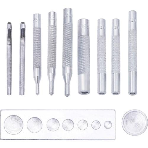 11pcs/set DIY Leather Tool Die Punch Hole Snap Rivet Button Setter Base Kit Leather Craft Tools Hole Punches Leather Punch