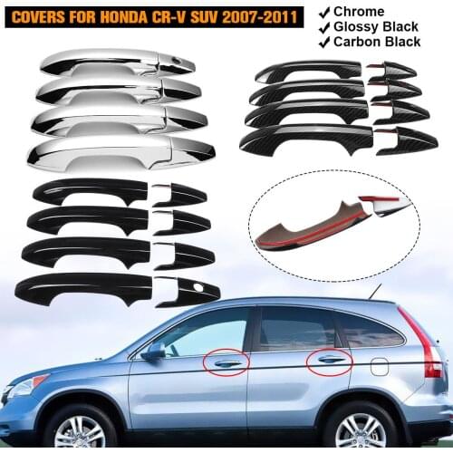 8PCS SET Car Door Handle Frame Sticker For Honda for CR-V CRV SUV 2007 2008 2009-2011 Car Styling Chrome Carbon Cover Catch Cap