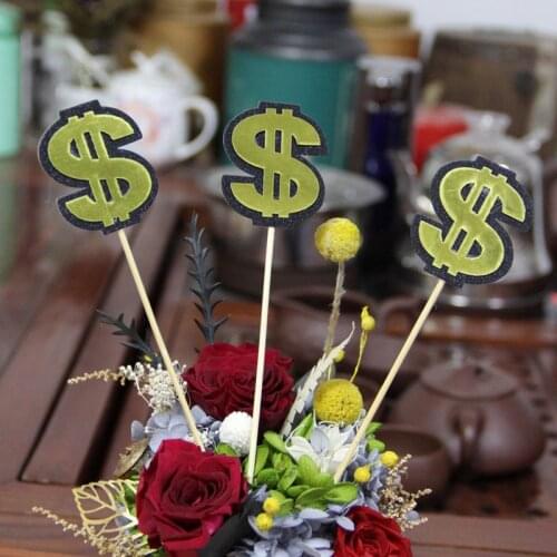 Money Dream Happy Birthday Cake Topper Gold Birthday cake Topper Supplies for Kids Birthday Party Cake Decorations Baby Shower