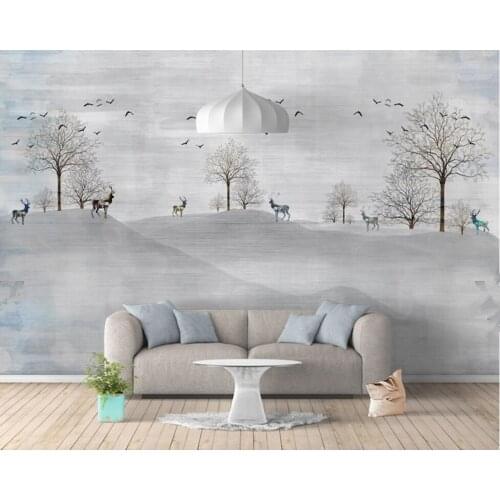 Nordic minimal Elk flying birds forest custom wallpaper,living room TV backdrop sofa wall bedroom murals papel de parede