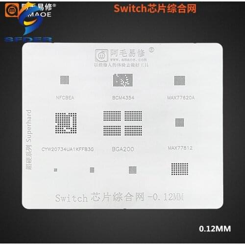 AMAOE BGA Stencil Reballing Switch IC For BGA200 NFCBEA BCM4354 MAX77620A MAX77812 Solder Tin Plant Net Square Hole 0.12MM