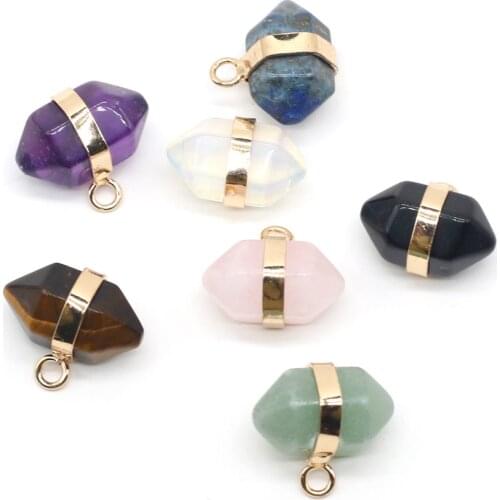 Natural Stone Charms Cute Crystal Pillar Pendant Amethysts Crystal Agat Pendants for Jewelry Making DIY Necklace Earring 16x16mm