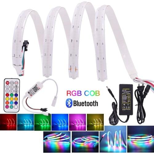 COB/FOB Full Color LED Strip(Same as SK6812) Bluetooth RGB Smart Dream Color Magic Digital LED Tape 5V Addressable Linear Ribbon