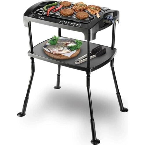 Portable Electric Barbeque with Stand, Electric Grill Gridders Smokeless Nonstick Indoor Outdoor Kitchen Kebab Machine мангал