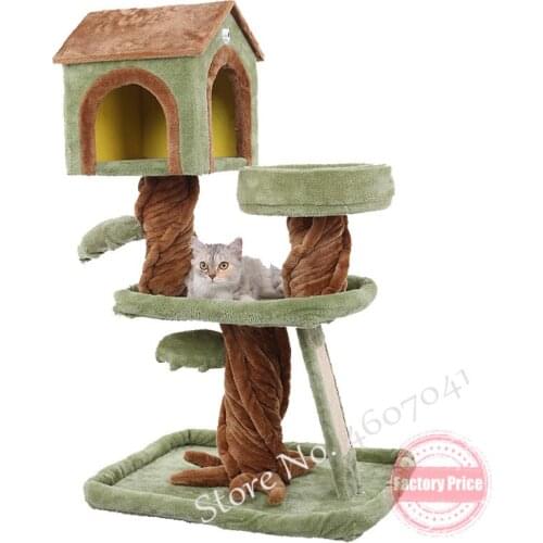 Luxury large wooden cat litter tree one Tongtianzhu climbing frame house pet supplies