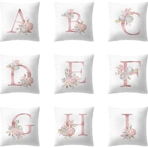 Pink English Letter Pillowcase Cushions 45x45cm for Sofa Chair Home Decor Decorative